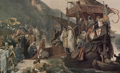 Frigyes császár Stolzenfelsben fogadja menyasszonyát, Izabellát alkotó: Alexander Zick
