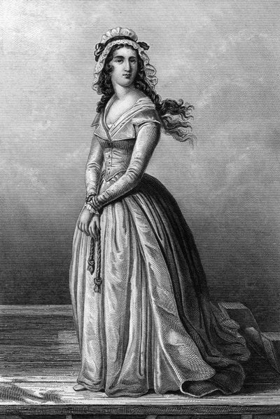 Charlotte Corday (1768-1793) Girondista a francia forradalom idején, július 13-án meggyilkolta Jean Paul Marat alkotó: Alexandre (after) Lacauchie