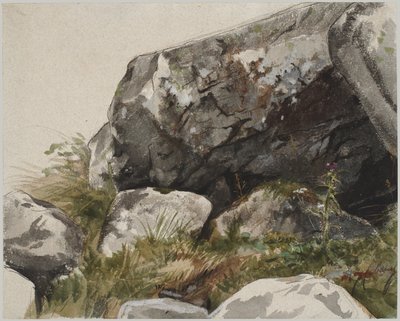 Sziklás táj (akvarell tussal és szénnel) alkotó: Alexandre Cabanel