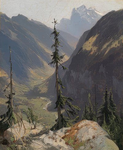A Lütschental a Wetterhornnal. 1850 körül alkotó: Alexandre Calame