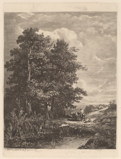 Lovasok egy tó mellett alkotó: Alexandre Calame