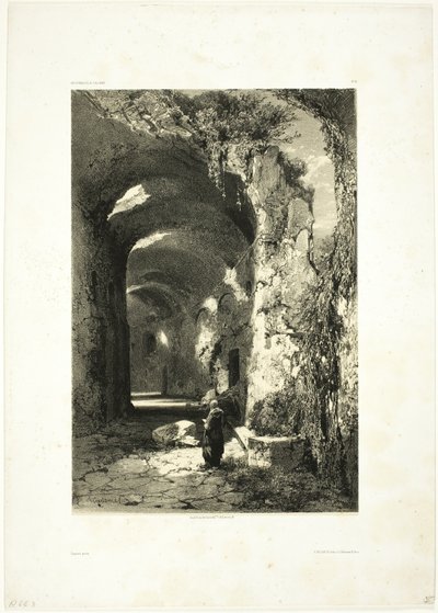 Amfiteátrum romja Pouzzoles-ban (Nápolyi Királyság), 9. tábla az Oeuvres de A. Calame-ből alkotó: Alexandre Calame