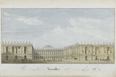 A Versailles-i palota homlokzati terve a bejárati oldalon, 1811-1813. alkotó: Alexandre Dufour