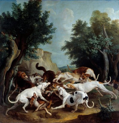 Farkasvadászat festmény, Francois Desportes (1661-1743) 1725 V. 3,36x3,32 m-es rénszarvas, Musee des Beaux Arts alkotó: Alexandre Francois Desportes