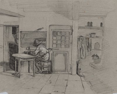 A parasztház belsője egy fiúval az asztalnál, c. 1846. alkotó: Alexandre Gabriel Decamps