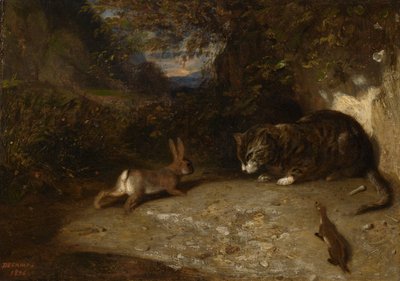 Macska, menyét és nyúl, 1836 alkotó: Alexandre Gabriel Decamps