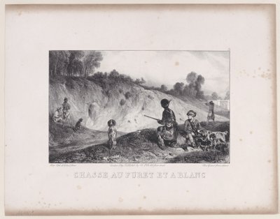 Vadászat egy görényre üresekkel, a Vadászjelenetek sorozatból, 1829. alkotó: Alexandre Gabriel Decamps