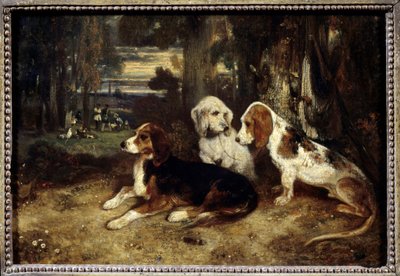 Nyugalomban lévő vadászkutyák Alexandre Gabriel Decamps (1803-1860) festménye 1839 V. 0,26x0,37 m Párizs, Musee du Louvre. alkotó: Alexandre Gabriel Decamps