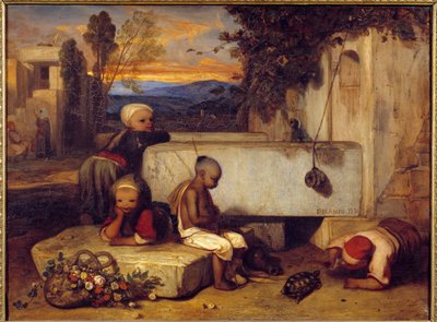 Török gyerekek játszanak a teknőssel Alexandre Gabriel Decamps festménye (1803-1860) 1836 V. 0,72x0,91 m Chantilly, Musee Conde alkotó: Alexandre Gabriel Decamps