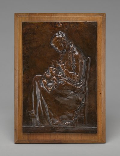 Kismama, avagy gyermeket szoptató fiatal nő, 1882-es modell. alkotó: Alexandre Louis Marie Charpentier