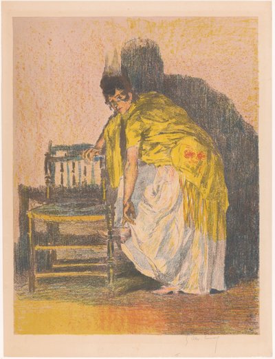Spanyol nő felvesz egy cipőt alkotó: Alexandre Lunois (signed by artist)