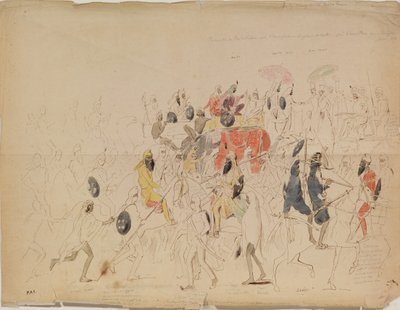 A pandzsábi Sher Singh maharadzsa és Clark brit nagykövet találkozója 1842-ben, 1842-ben alkotó: Alexei Dmitriyevich Saltykov