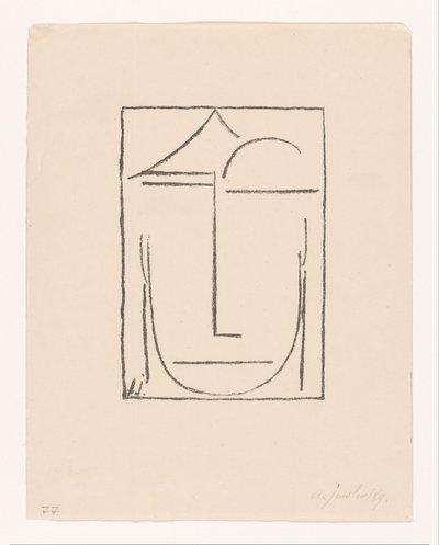 Cím nélkül (Fej) (Head) stilizált arc Kopf I (eredeti cím) alkotó: Alexei Jawlensky (signed by artist)