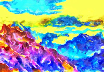 Hegyek, mint fagyott hullámok,2020,(vegyes technika) alkotó: Alexei Makhov