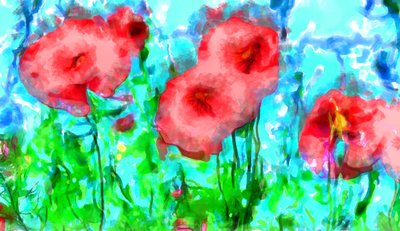 Pipacsok és felhők,2020,(vegyes technika) alkotó: Alexei Makhov