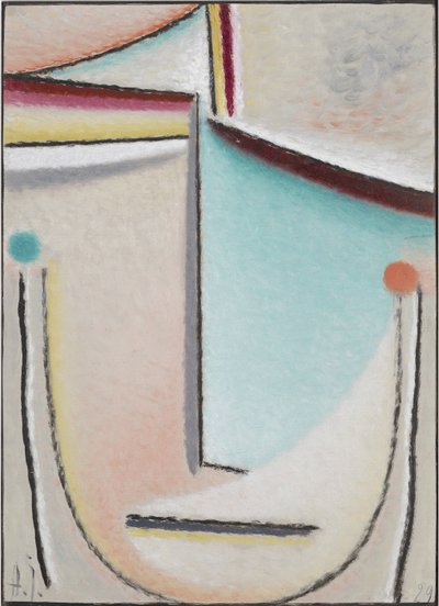 Absztrakt fej: rózsaszín-világoskék, 1929 (olaj, karton) alkotó: Alexej von Jawlensky