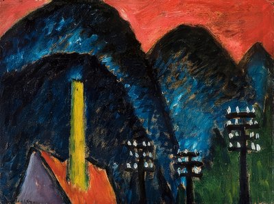 Kék hegyek (táj, sárga kémény). 1912 alkotó: Alexej von Jawlensky