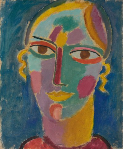 Misztikus fej: Női fej kék alapon, 1917 körül alkotó: Alexej von Jawlensky
