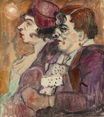 Csendélet palackkal, gyümölccsel és figurával; Csendélet palackkal, gyümölccsel és figurával, c. 1907-1908 alkotó: Alexej von Jawlensky