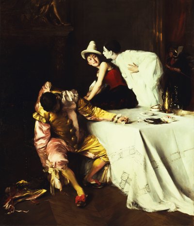 Pierrot, Columbine és Punchinello; Pierrot, Columbine és Polichinelle alkotó: Alexis Vollon