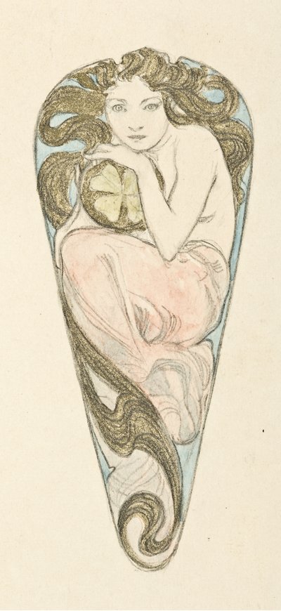 Miniatűr projekt egy nagy testű kapocs medáljához, c. 1900. alkotó: Alfons Marie Mucha