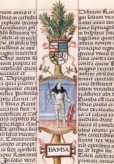 Wamba vizigót király portréja (megh. 688, Spanyolország királya 672-680/681, Alonso de Cartagena "Spanyolország királyainak genealógiájából") alkotó: Alfonso de Cartagena