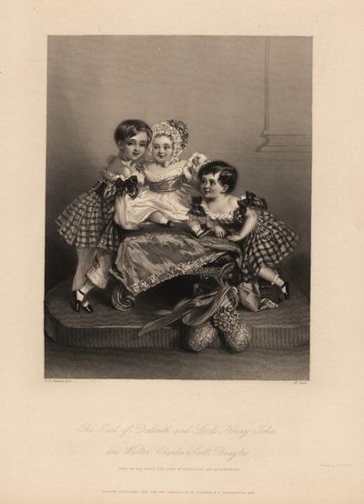 Dalkeith grófja (William Henry), Henry John és Walter Charles Scott Douglas, Buccleuch 5. hercegének, Queensberry 7. hercegének fia. Két fia szalagos takarmányruhát visel, a legkisebb pedig motorháztetős és szaténruhában. H. Cook acélmetszete a alkotó: Alfred Edward (after) Chalon