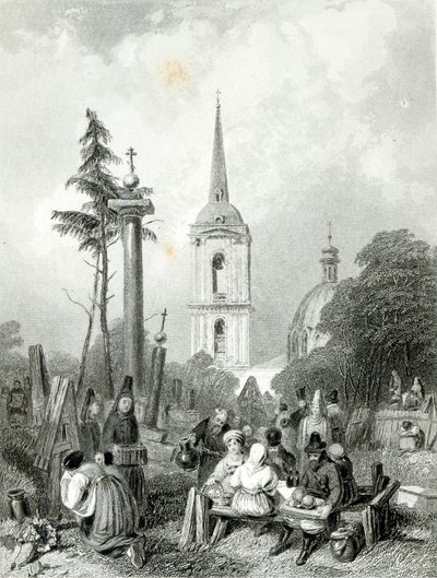 A szmolenszki templom temetője, metszet: E.Smith alkotó: Alfred (after) Vickers