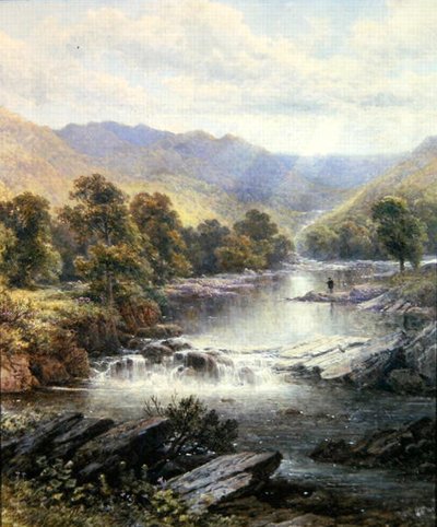 Horgász a folyó völgyében alkotó: Alfred Augustus (after) Glendening