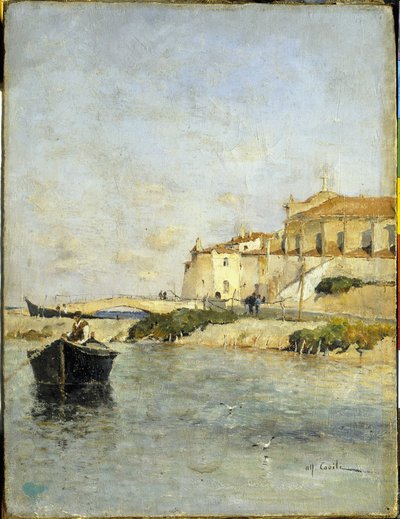 A halászfalu. Alfred Casile (1848-1909) festménye. Limoux, Musee Petiet. alkotó: Alfred Casile