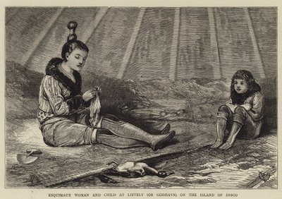 Esquimaux nő és gyermek Lievelyben (vagy Godhavnban) a Disco szigetén alkotó: Alfred Chantrey Corbould
