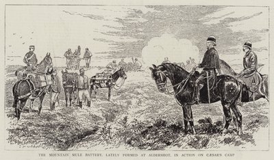 A hegyi öszvér üteg, amely nemrégiben alakult Aldershotban, a Caesar táborában alkotó: Alfred Chantrey Corbould