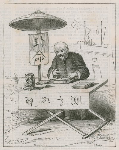 Kínai írás; Látogatás a kínai gyűjteményben alkotó: Alfred Crowquill