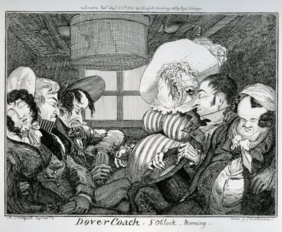 Dover Coach, reggel 5 óra, George Cruikshank metszet, 1826 alkotó: Alfred Crowquill