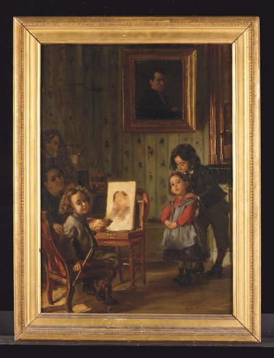 Belső, a művész családja (olaj, vászon) alkotó: Alfred Dehodencq