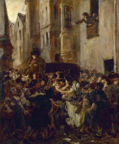 Charlotte Corday letartóztatása, c. 1853. alkotó: Alfred Dehodencq