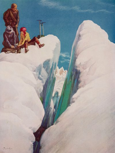 A hasadék, Hegymászó tragédia, Alfred Bestall (1892-1986) rajza, The Tatler, 1366. szám, augusztus 31. alkotó: Alfred Edmeades Bestall