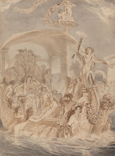Kleopátra a Cydnuson, hogy találkozzon Antoniusszal alkotó: Alfred Edward Chalon