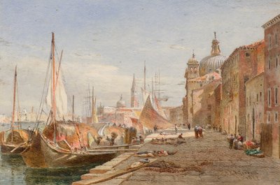 Bárkák egy rakparton, Velencében alkotó: Alfred Edward Goodall