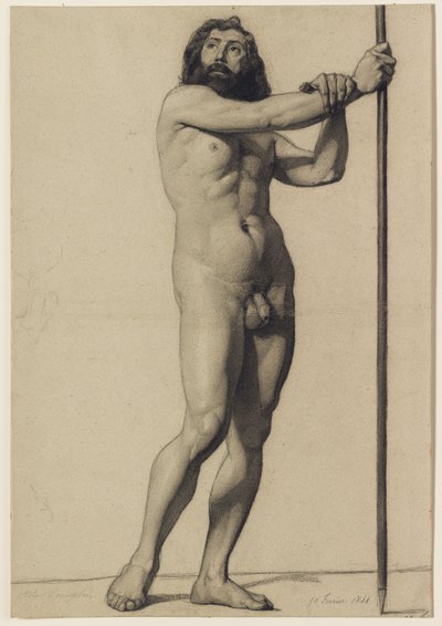 Akadémiai alaktanulmány: férfi akt bottal, 1844 alkotó: Alfred Emile Stevens