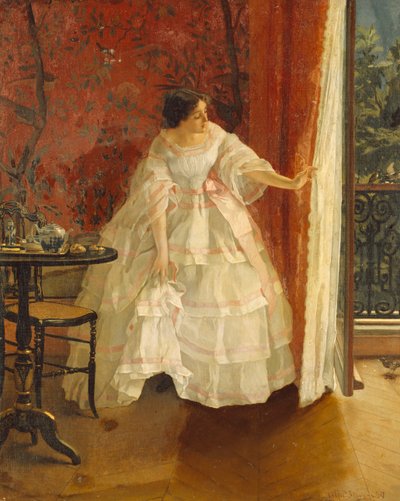 Madarakat etető hölgy az ablaknál, 1859 körül alkotó: Alfred Emile Stevens