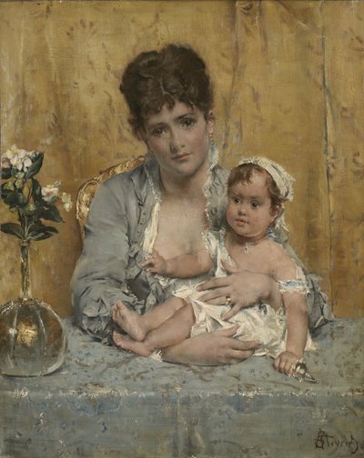 Anya és gyermeke, 1875-80 körül alkotó: Alfred Emile Stevens