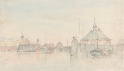 Hamburg kikötője az Elbától alkotó: Alfred Gomersal Vickers