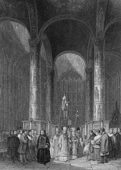 A Nagyboldogasszony-székesegyház belseje, T. Higham metszete, 1835 alkotó: Alfred Gomersal Vickers