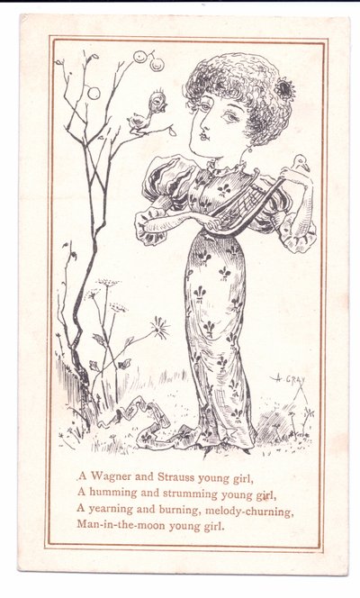 Lanton pengető viktoriánus üdvözlőlap, 1881 körül (monokróm) alkotó: Alfred Gray