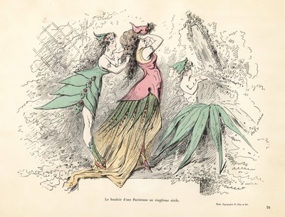 Egy párizsi női hálószoba karikatúrája a 20. században. alkotó: Alfred Grevin