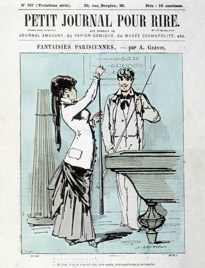 A. Grévin párizsi fantáziái: Nos, ha nem bánod, unokatestvérem, ujjnak nevezzük. Biliárdozó – a „Little Diary for Laughs” borítója 1903. decemberében alkotó: Alfred Grevin
