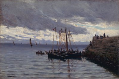 A szardíniahalászok érkezése alkotó: Alfred Guillou