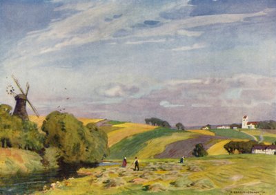 Dánia: tipikus dán táj, Dél-Jylland (színes litho) alkotó: Alfred Heaton Cooper