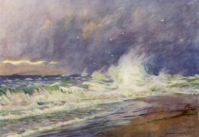 Dánia: A Skaw, az Északi-tenger és a Kattegat találkozása (színes litho) alkotó: Alfred Heaton Cooper